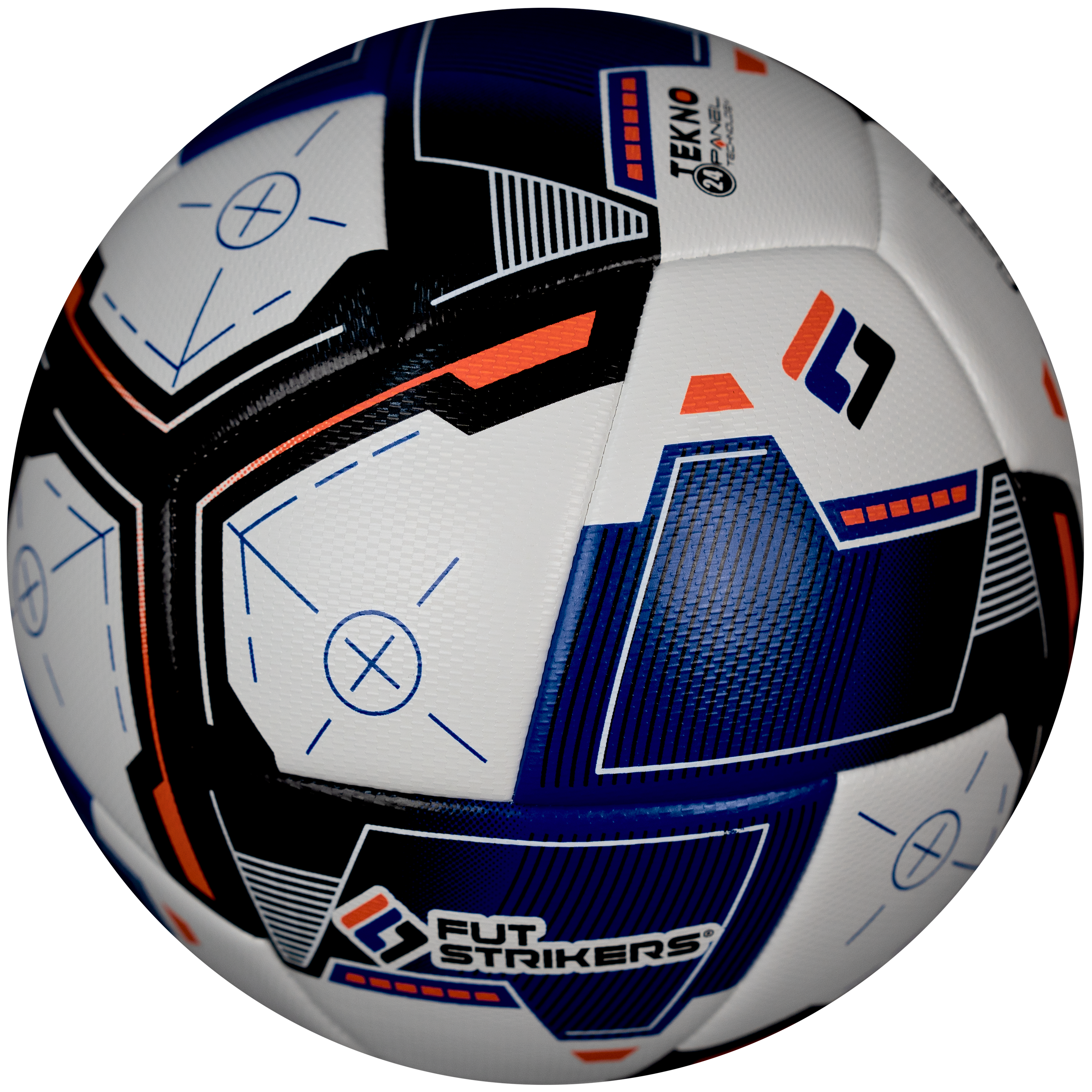 Soccer ball with brand logos on a white background