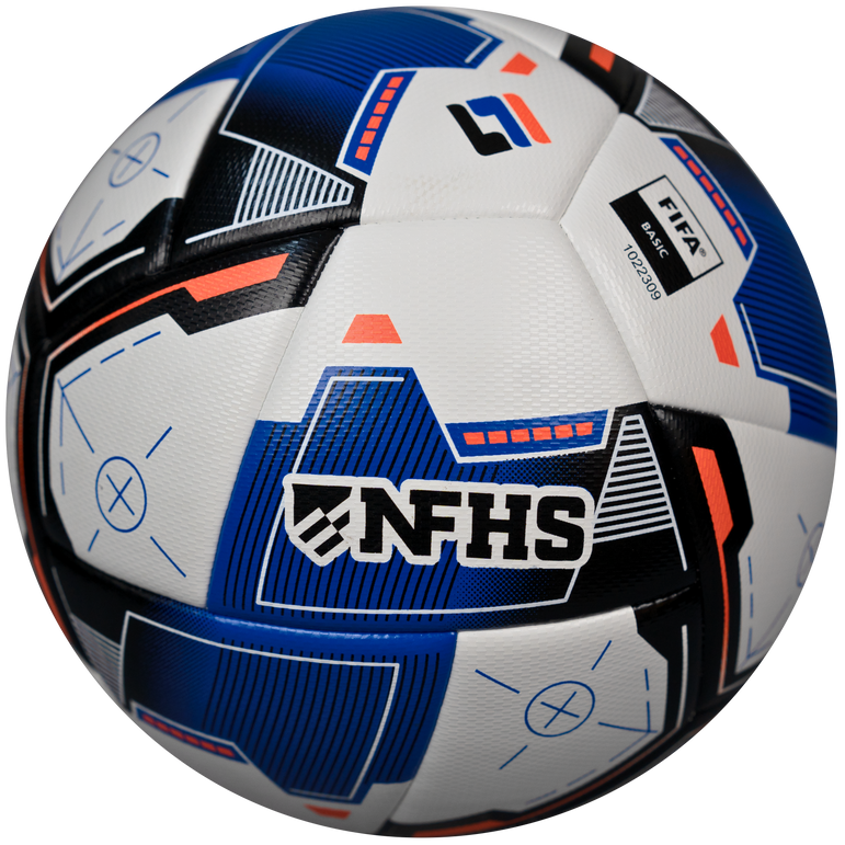 Soccer ball with NFHS logo on a white background