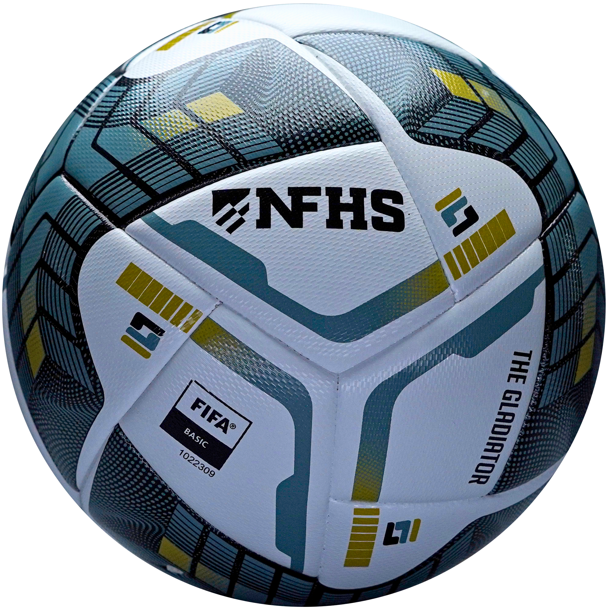 Soccer ball with NFHS and FIFA branding on a white background