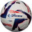 White soccer ball with blue and red patterns on a white background, featuring 'Fut Strikers' branding.
